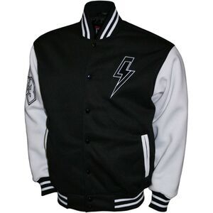 AC/DC - Bolt - Varsity Fleece Jacket - XL White/Black M2451ADA4